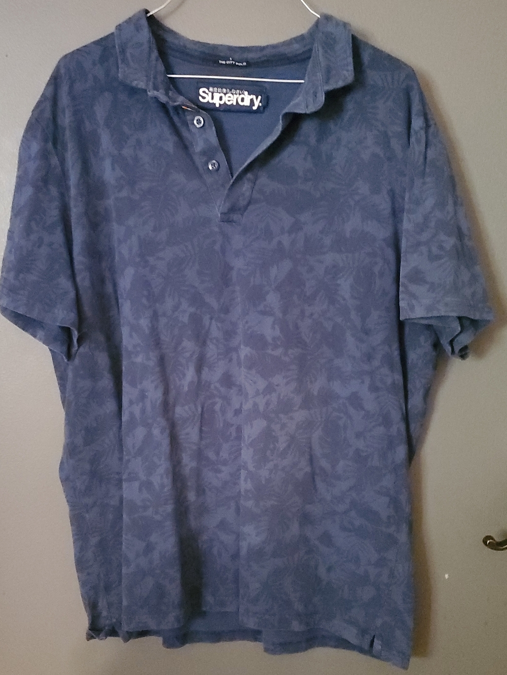 Superdry Men's Blue Patterned Short Sleeve Polo